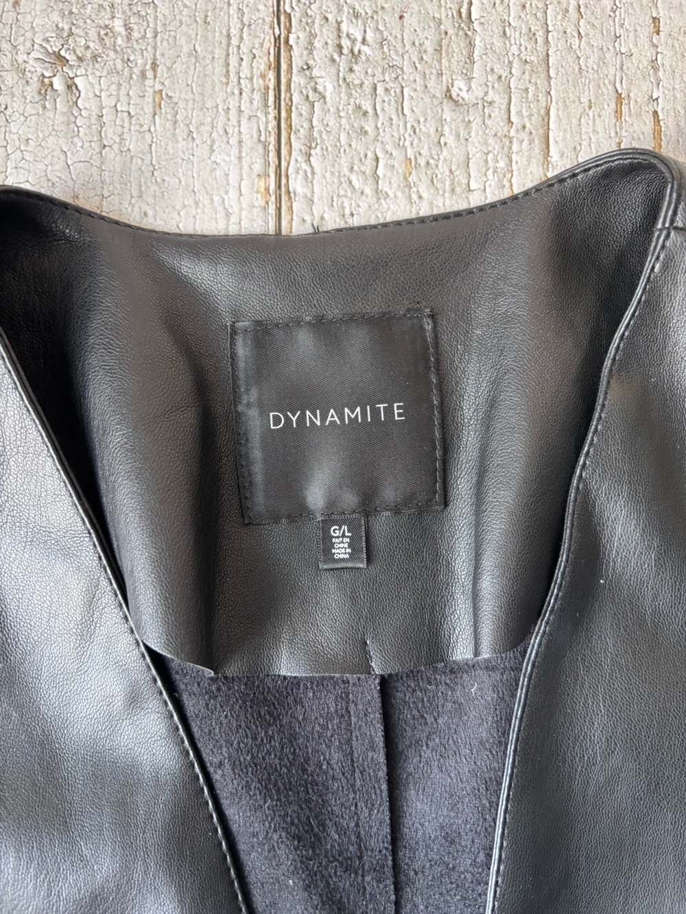 Dynamite Black Faux Leather Open-Front Jacket - Picture 5 of 6